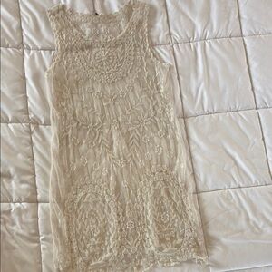 FREE PEOPLE Elegant Cream Lace Dress Size M